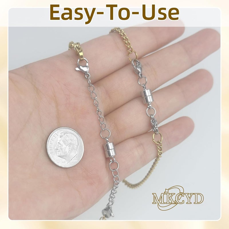 MKCYD Necklace Extender with Magnetic Clasps, Silver Magnetic Necklace Clasps and Closures with Necklace Extenders for Women - Image 5